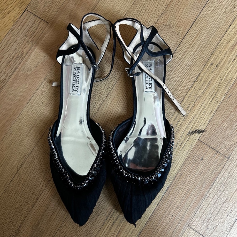 Badgley Mischka Evelynn Tulle Ankle-Strap Ballerina Flats - Picture 4 of 4
